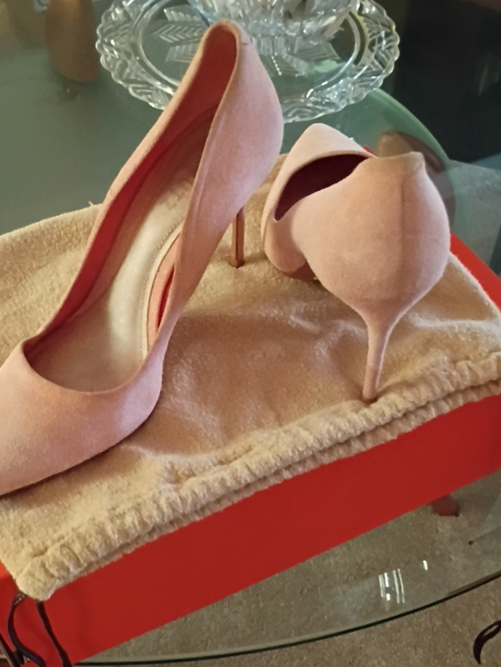 SCHUTZ Blush Pink Suede Pointed-Toe Stiletto Pumps